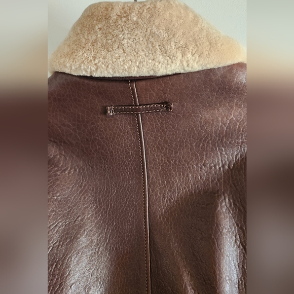 Andrew Marc Bomber Flight  Leather Jacket Shearling Removable Collar - Picture 6 of 11